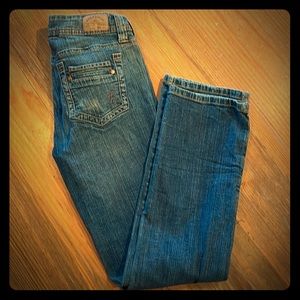 Hydraulic Straight Leg Distressed Jeans